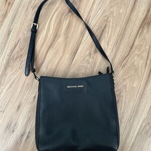 Michael Kors Black Textured Leather Shoulder Bag